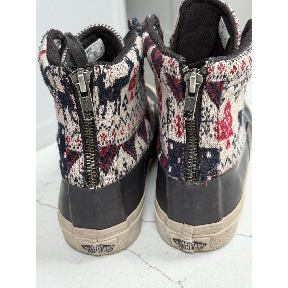 Vans Fair Isle Knit High Top Women's 6.5 Rubber Zip Back Sneakers Shoes EUC - Picture 6 of 10
